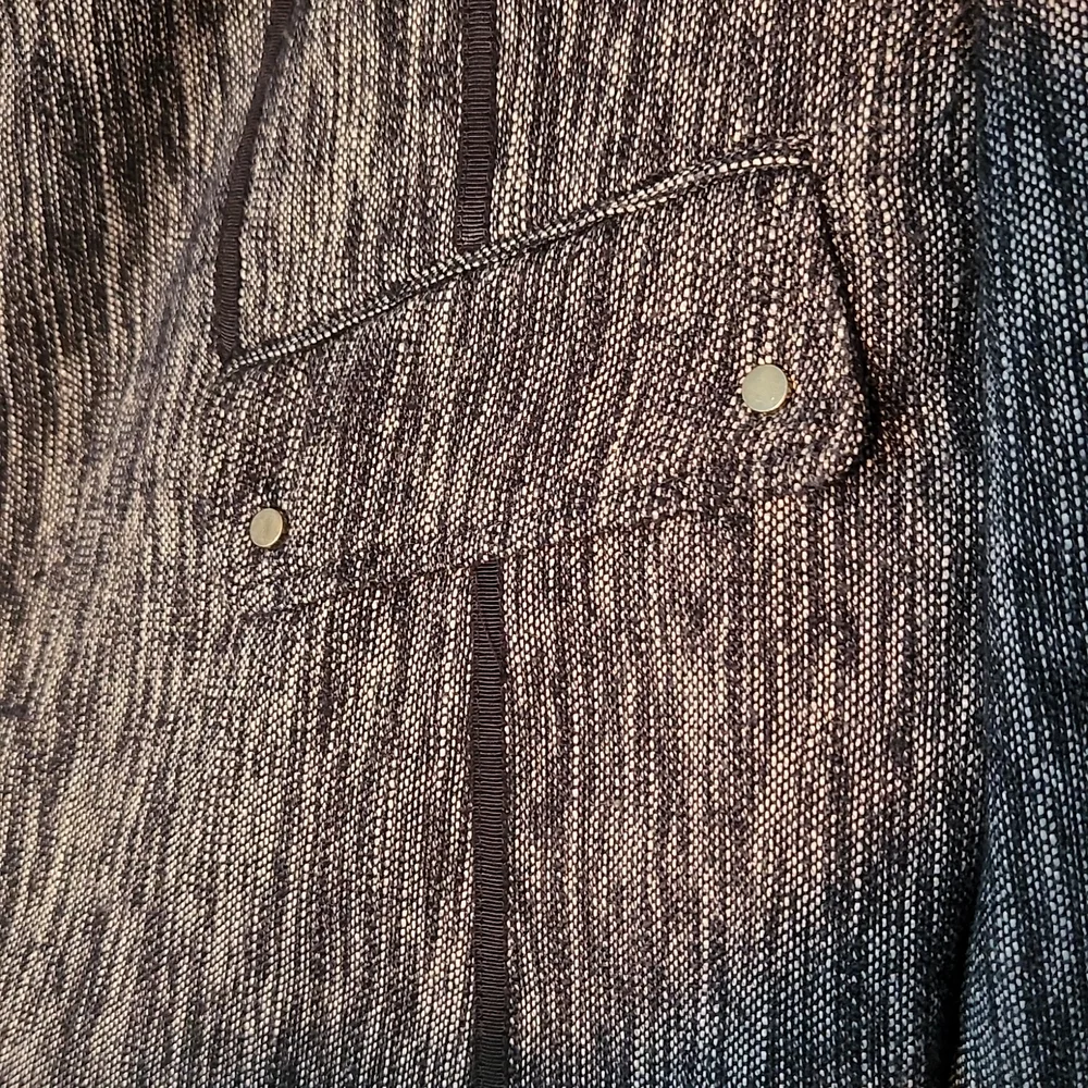 Anne Klein Blue-Black Textured Zip-Front Blazer